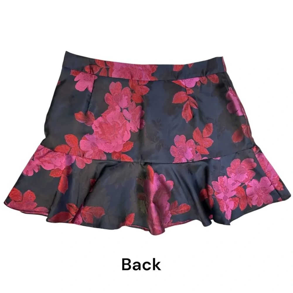 Lucy Paris Floral Navy Blue Pink Ruffle Mini Skirt Skort Large - Picture 4 of 12